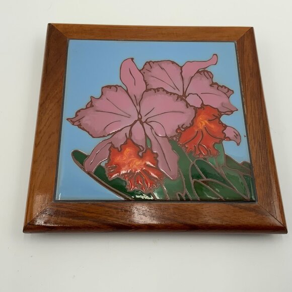 KALA KOA Tiles of Hawaii Hand Painted Hibiscus Framed Art Tile - Jeffrey Chee - Picture 6 of 6